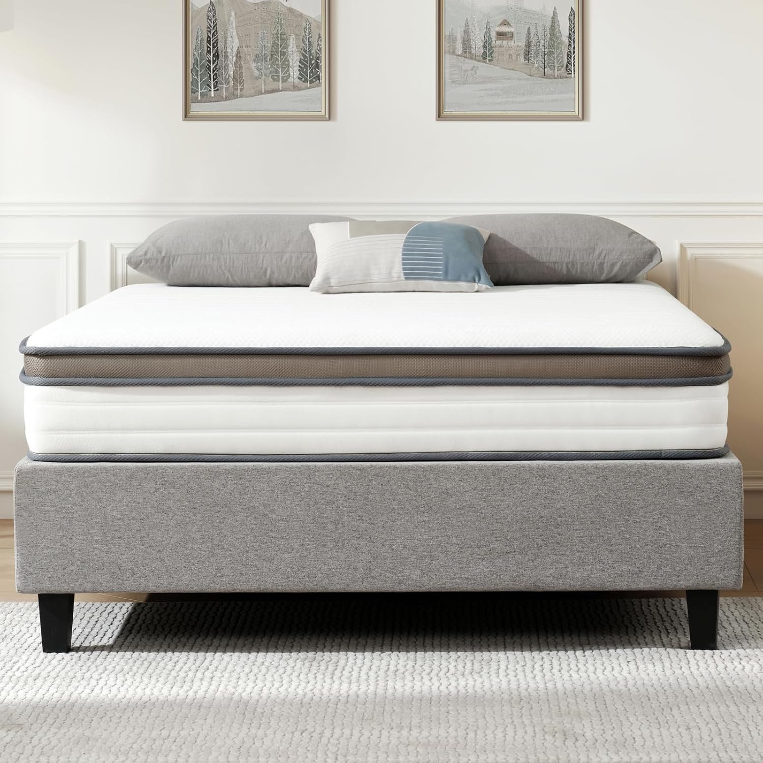 Z-hom Twin Mattress, 10 Inch Twin Memory Foam and Spring Hybrid Mattress, Mattress in a Box with Independent Spring