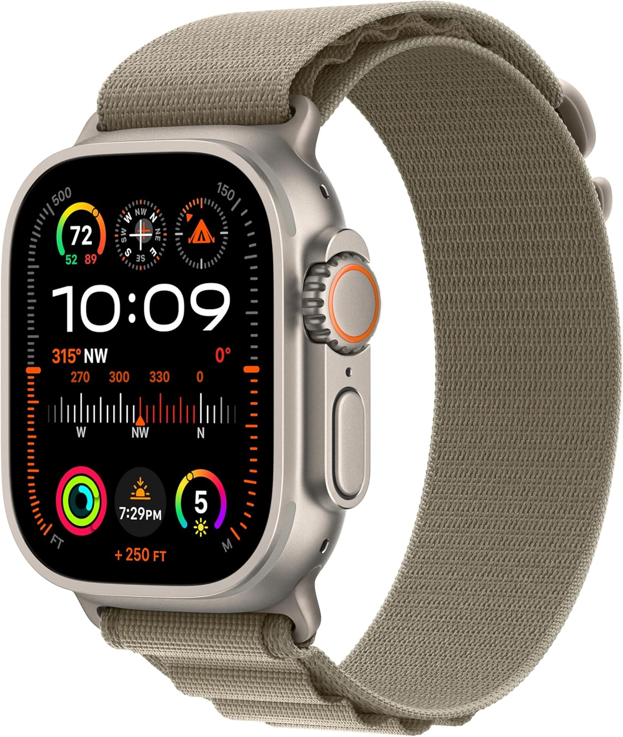 Apple Watch Ultra 2 [GPS + Cellular 49mm] Smartwatch with Rugged Titanium Case & Olive Alpine Loop Large. Fitness Tracker, Precision GPS, Action Button, Extra-Long Battery Life