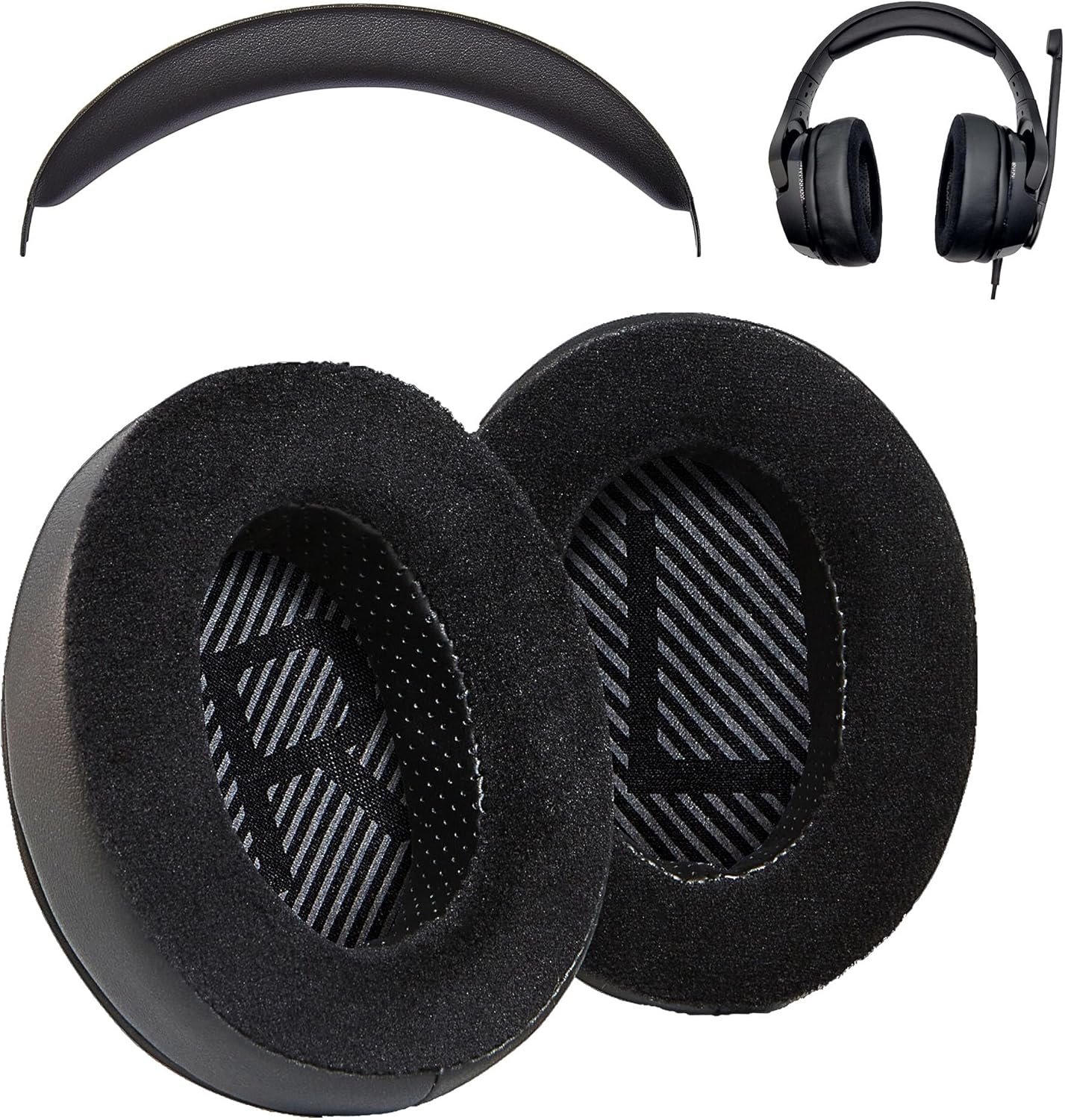 AHG Upgrade Replacement Hybrid Cloud Stinger Ear Pads Cushions and Headband Cover. Compatible with Kingston HyperX Cloud Stinger Headset. Premium Protein Leather and Velour | Thick AHG FlexiSoft Foam