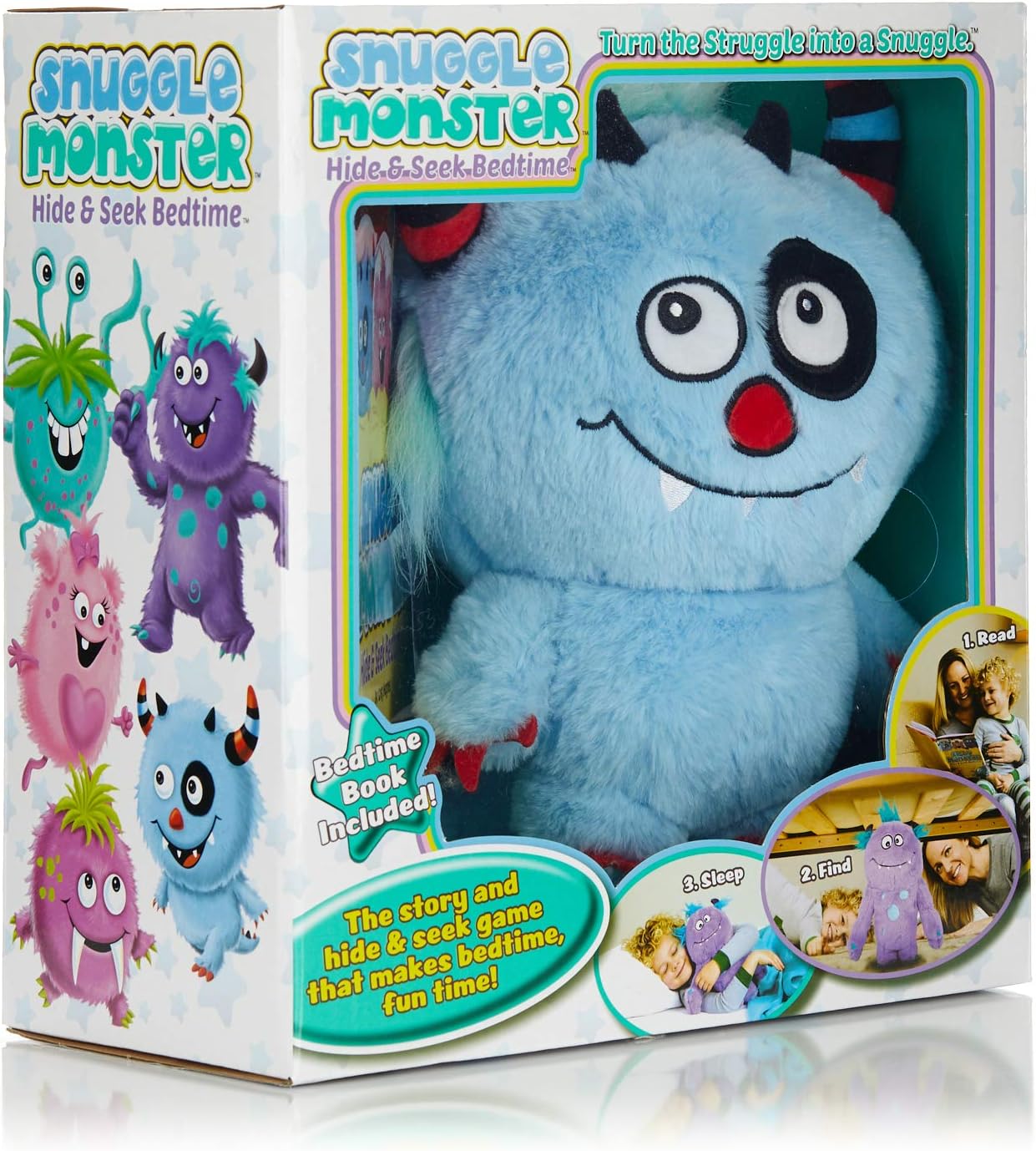 Continuum Games Snuggle Monster – Hide and Seek Bedtime Plush Toy and Book – Blue