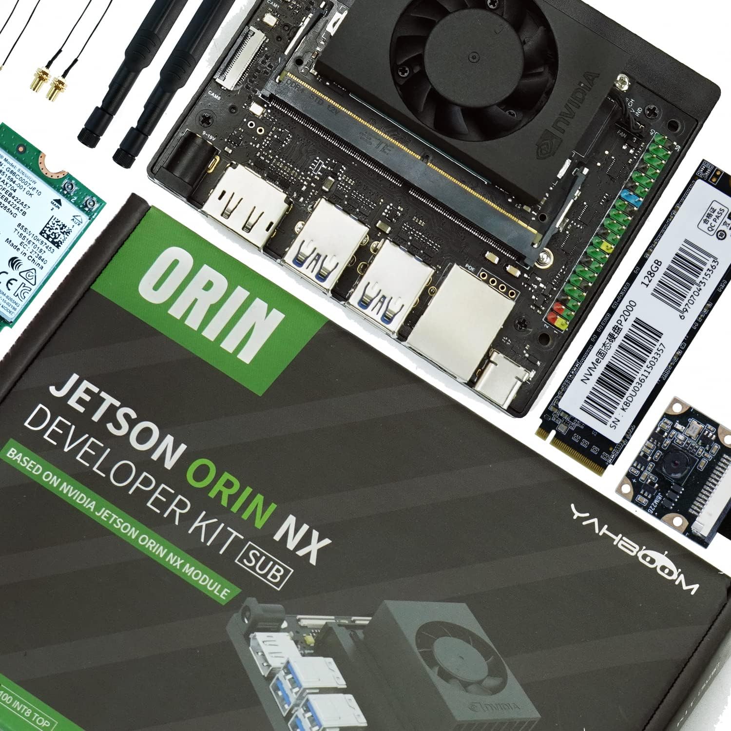 Yahboom Jetson Orin NX 16GB Development Board Kit 100TOPS Provide ROS2 Ubuntu20.04 Programming Courses Provide ROS Programming Courses (Orin NX 16GB Basis Kit)