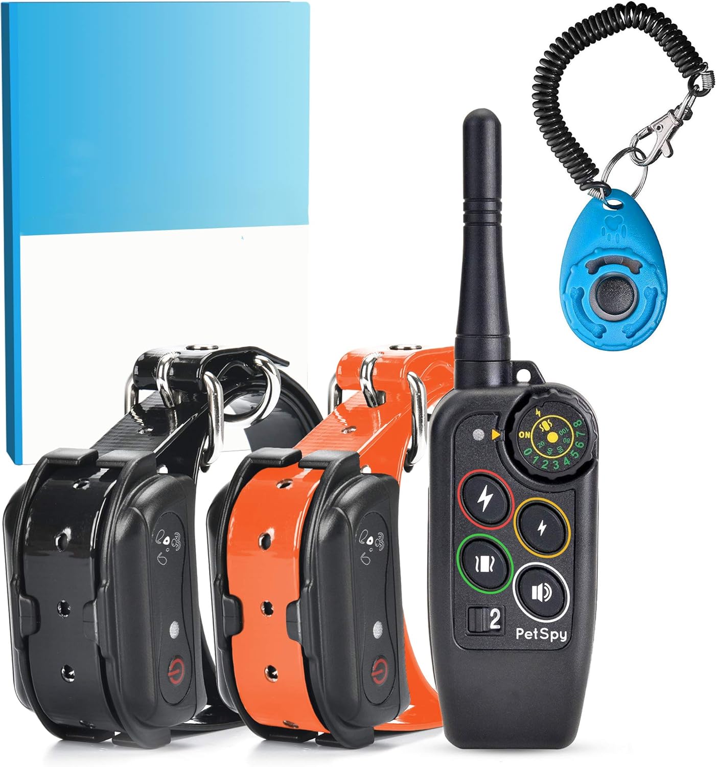 PetSpy M686 Premium Dog Training Shock Collar, 1100 Yards, Medium to Large Dogs, with Vibration, Electric Shock and Beep, Waterproof, Remote Trainer (Two Dogs – Bundle)