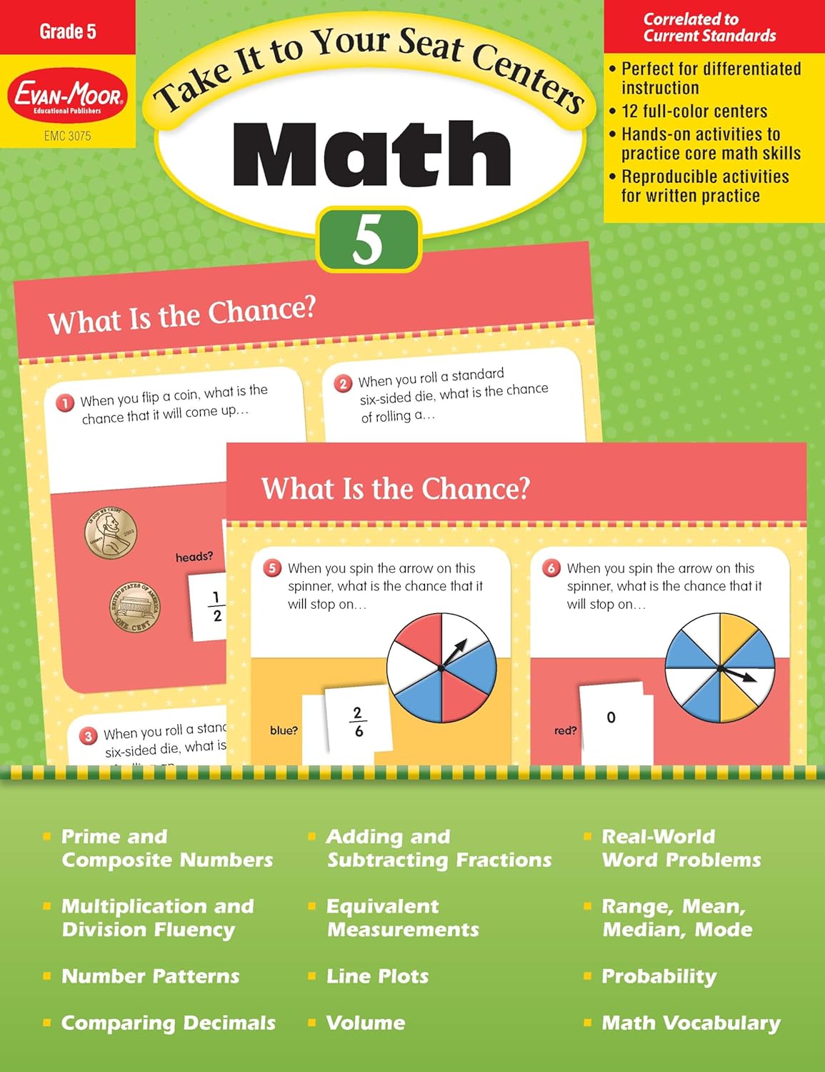 Evan-Moor Common Core Math Centers, Grade 5 (Take It to Your Seat: Math Centers)