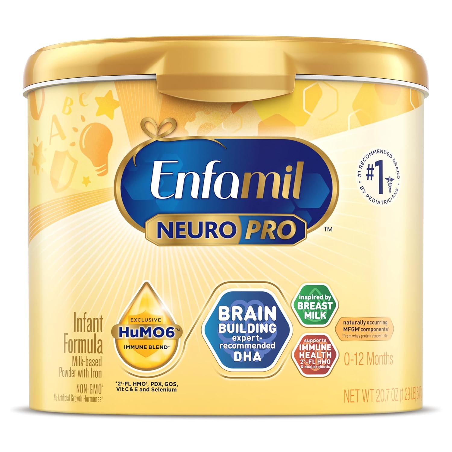 Enfamil NeuroPro Baby Formula, Infant Formula Nutrition, Triple Prebiotic Immune Blend, 2’FL HMO, & Expert-Recommended Omega-3 DHA, Perfect Choice for Baby Milk, Non-GMO, Powder Tub, 20.7 Oz