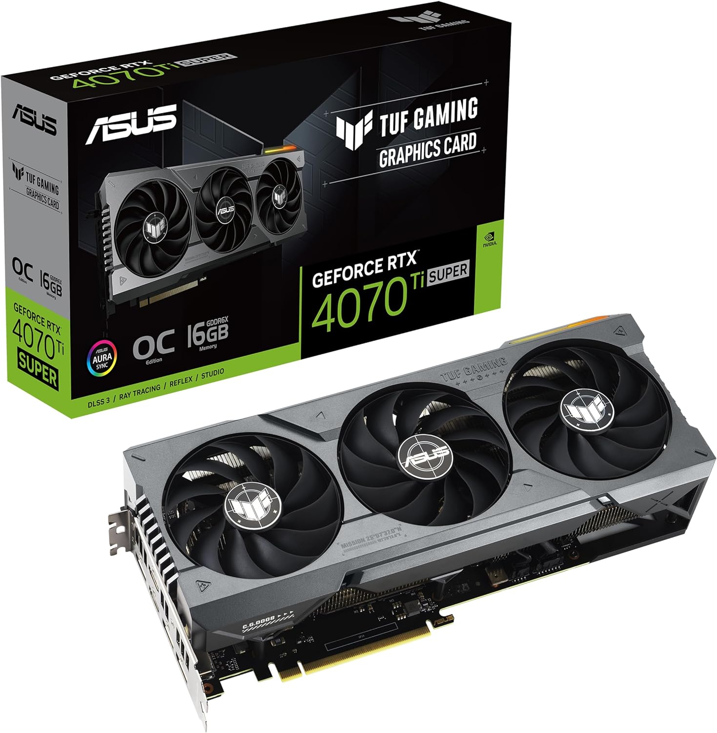 ASUS TUF Gaming NVIDIA GeForce RTX 4070 Ti Super OC Edition Gaming Graphics Card (PCIe 4.0, 16GB GDDR6X, HDMI 2.1a, DisplayPort 1.4a),RTX4070Ti|OC|Black