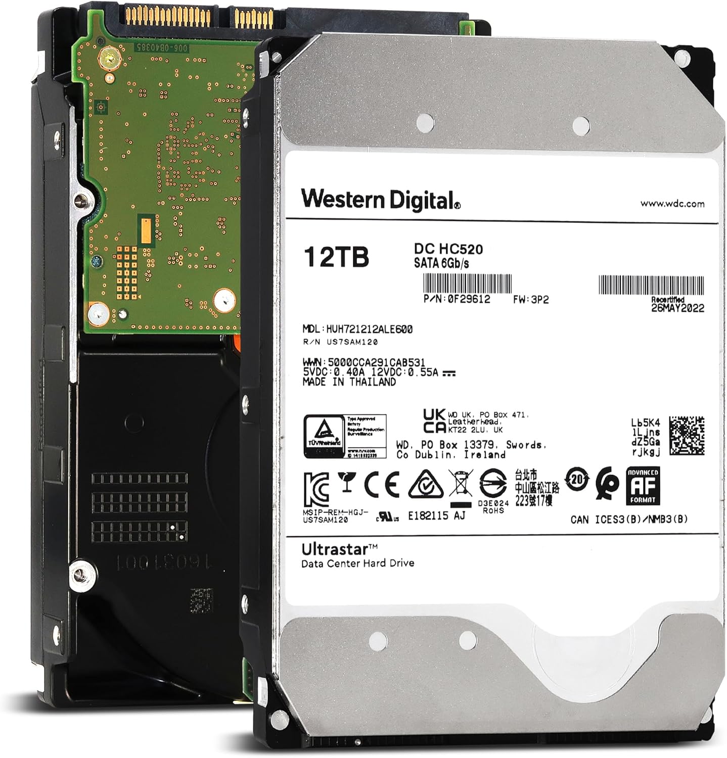 WD Ultrastar DC HC520 12TB SATA 6Gb/s 3.5-Inch Data Center Hard Drive – HUH721212ALE600 (Renewed)