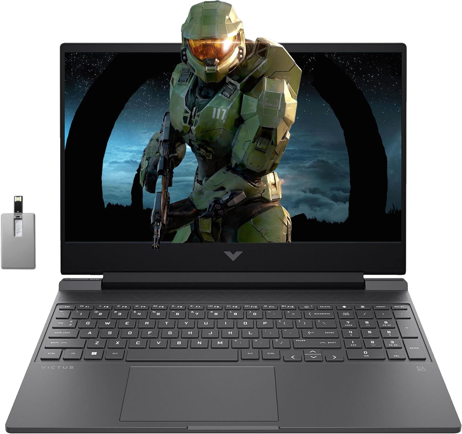 HP Victus 15.6″ FHD 144Hz Gaming Laptop, AMD Ryzen 5 7535HS, 16GB DDR5, 512GB SSD, NVIDIA GeForce RTX 2050, Backlit Keyboard, HD Webcam, Wi-Fi 6, Bluetooth, Gray, Win 11 Pro, 32GB Snowbell USB Card