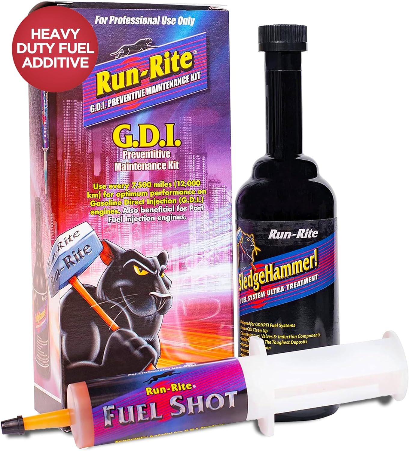 G.D.I Preventive Maintenance Fuel System Cleaner for Gasoline Engines – Heavy Duty Fuel Additive – Gas, Valves, Fuel Injector and Carbon Deposit Cleaner – Enhances Engine Performance 2 Kits