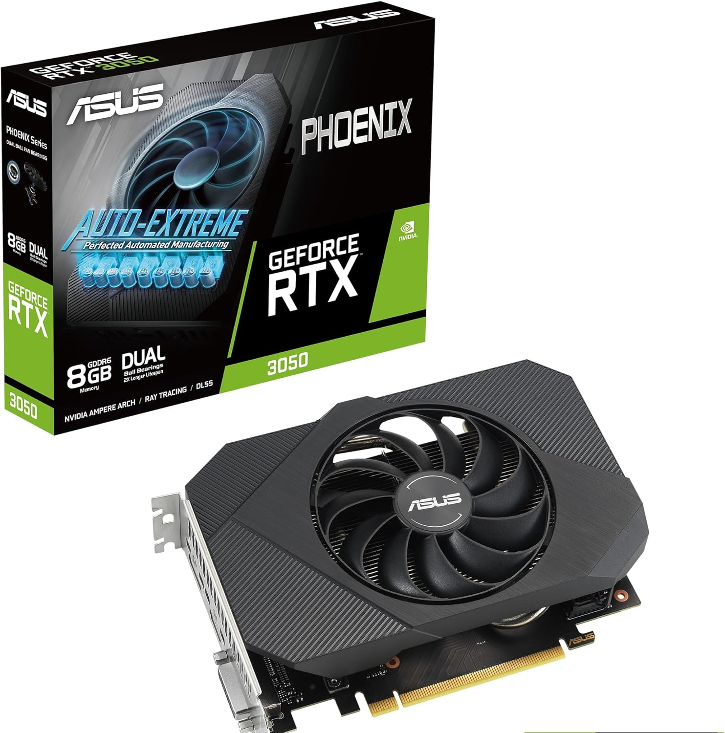 ASUS Phoenix GeForce RTX 3050 V2 Graphics Card (PCIe 4.0, 8GB GDDR6, HDMI 2.1, DisplayPort 1.4a)