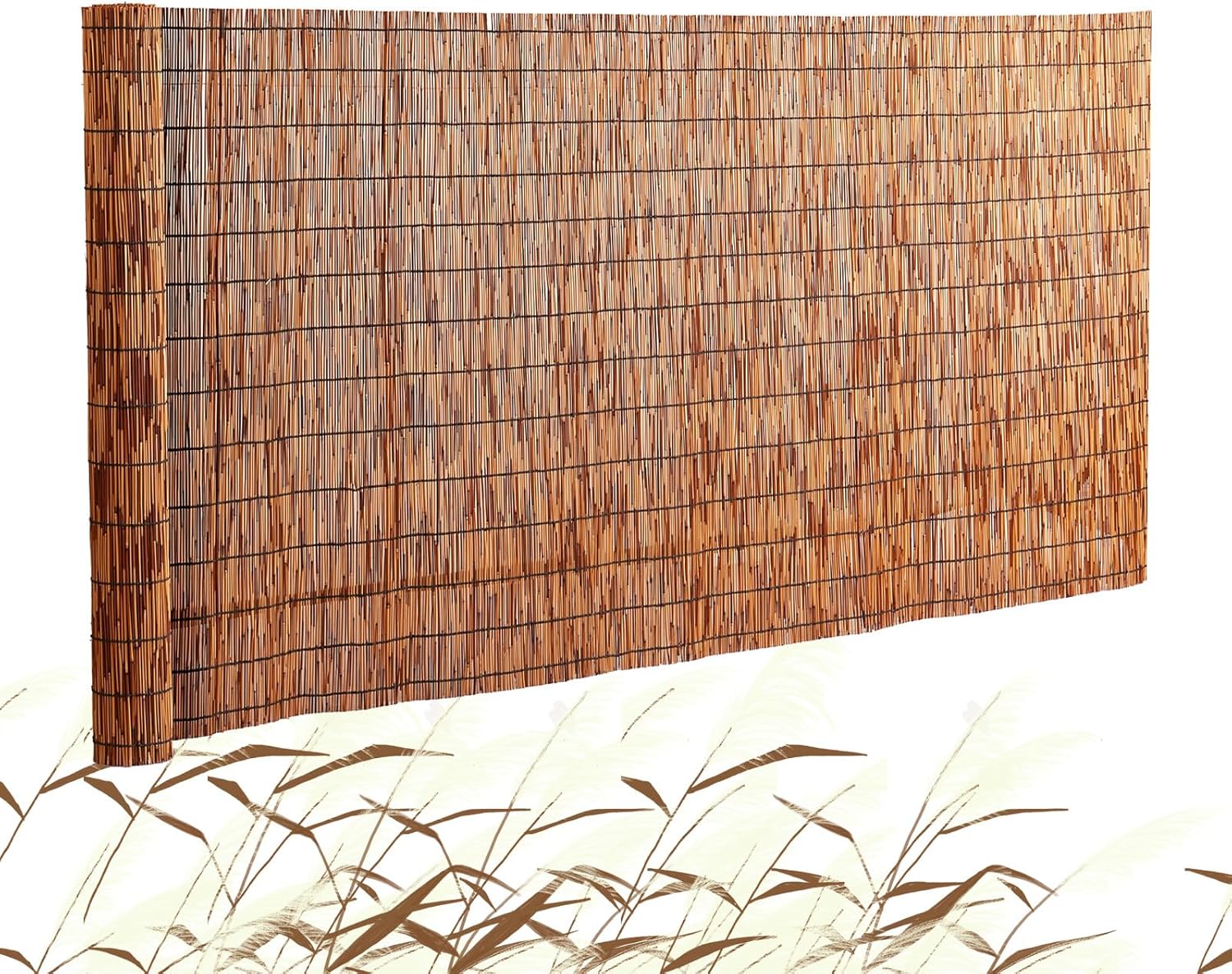 VEVOR Natural Reed Fencing, 4 ft x 16.4 ft, Reed Screen Curtain Balcony Reed Fence Roll for Outdoor Backyard Patio, Decorative Fence for Backyard Garden Fencing Divider, Privacy Screen Panel, Brown