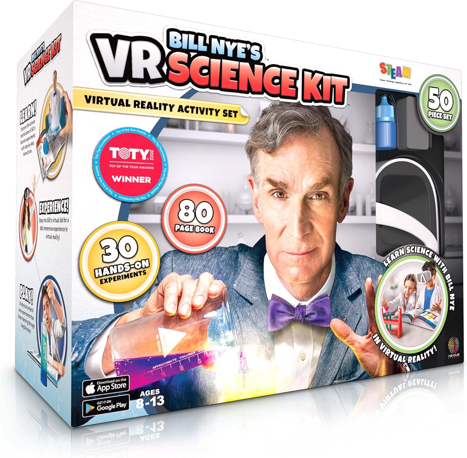 Bill Nye’s VR Science Kit – Virtual Reality Kids Science Kit, Book and Interactive STEM Learning Activity Set (Full Version – Includes Goggles) – for Ages 8 and Up