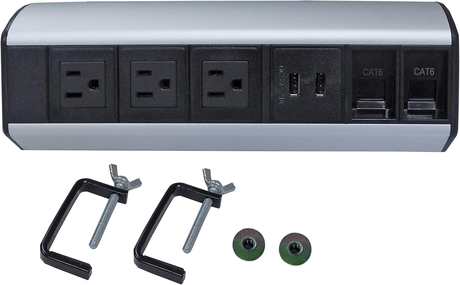 Power and Data Center with 2.1 Amp Dual USB Charger – Edge Mount Tabletop Center