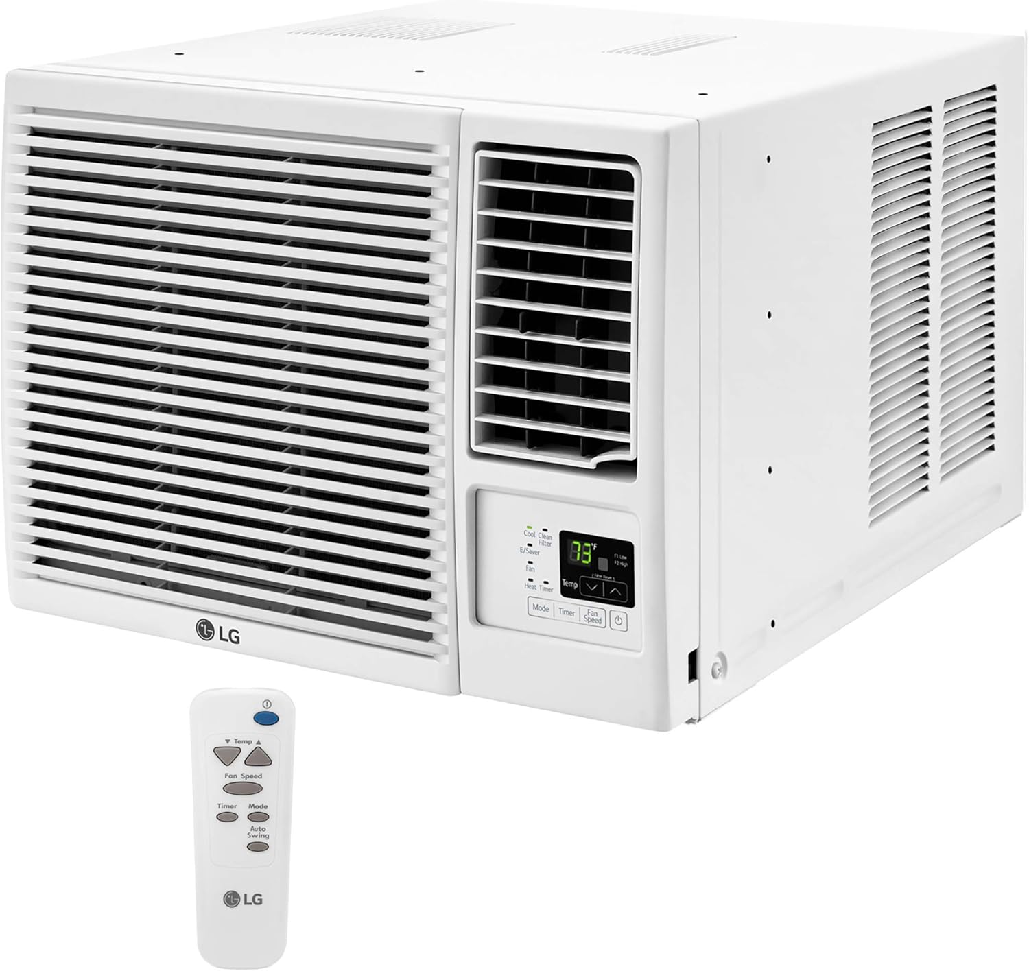 LG 7,500 BTU Window Air Conditioner with Supplemental Heat, Cools 320 Sq.Ft. (16′ x 20′ Room Size), Electronic Controls with Remote, 2 Cooling, Heating & Fan Speeds, Slide In-Out Chassis, 115V