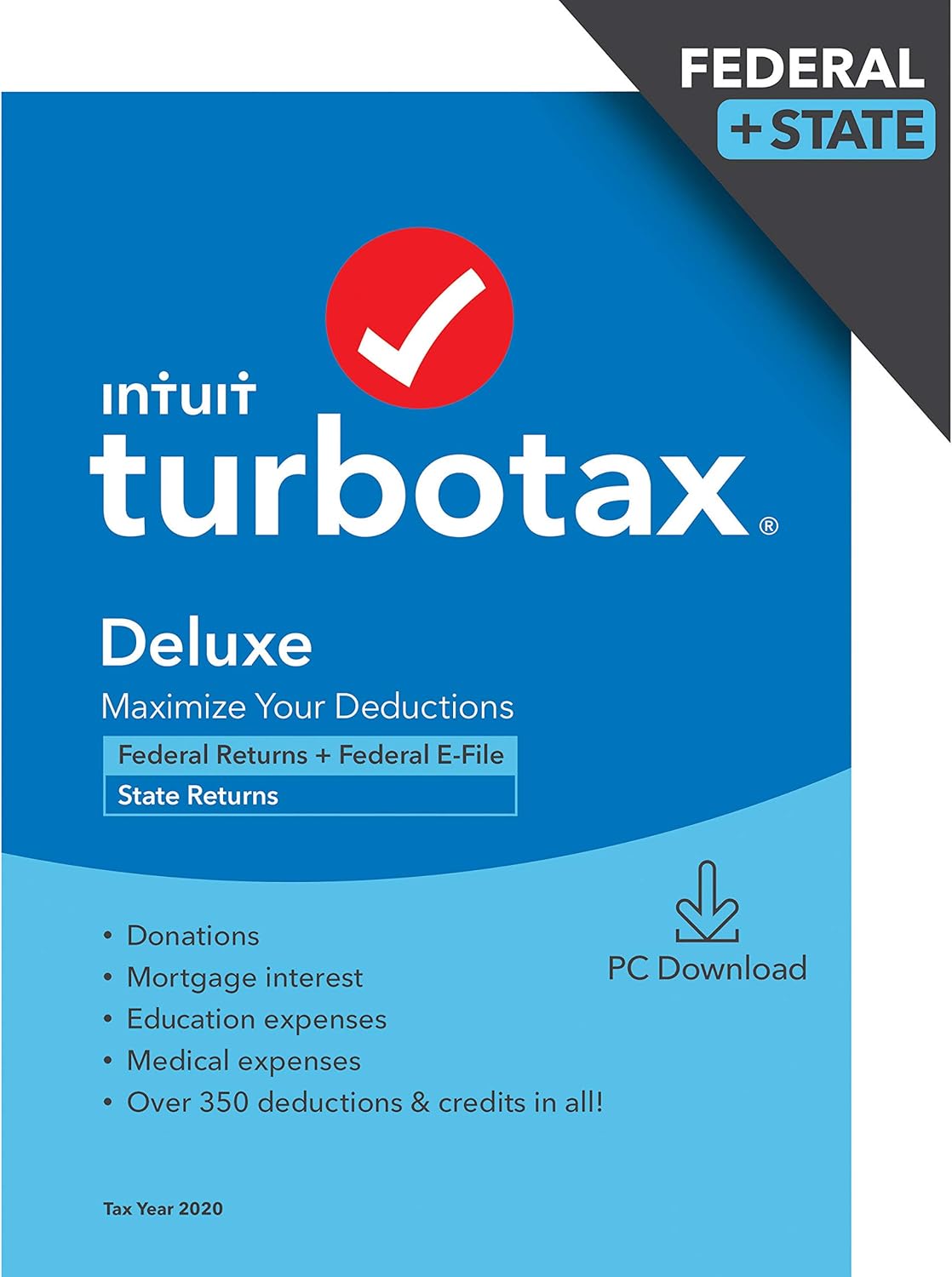 [Old Version] TurboTax Deluxe 2020 Desktop Tax Software, Federal and State Returns + Federal E-file [Amazon Exclusive] [PC Download]