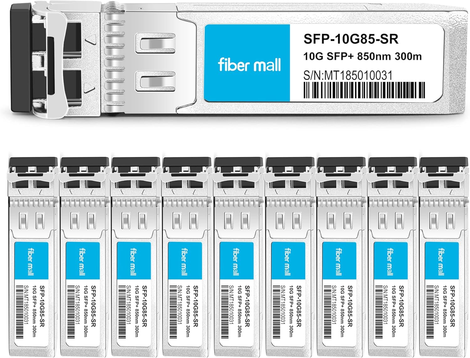 10G SFP SR for Cisco Meraki MA-SFP-10GB-SR 10GBASE-SR SFP+ 850nm 300m MMF DOM Transceiver Module Pack of 10