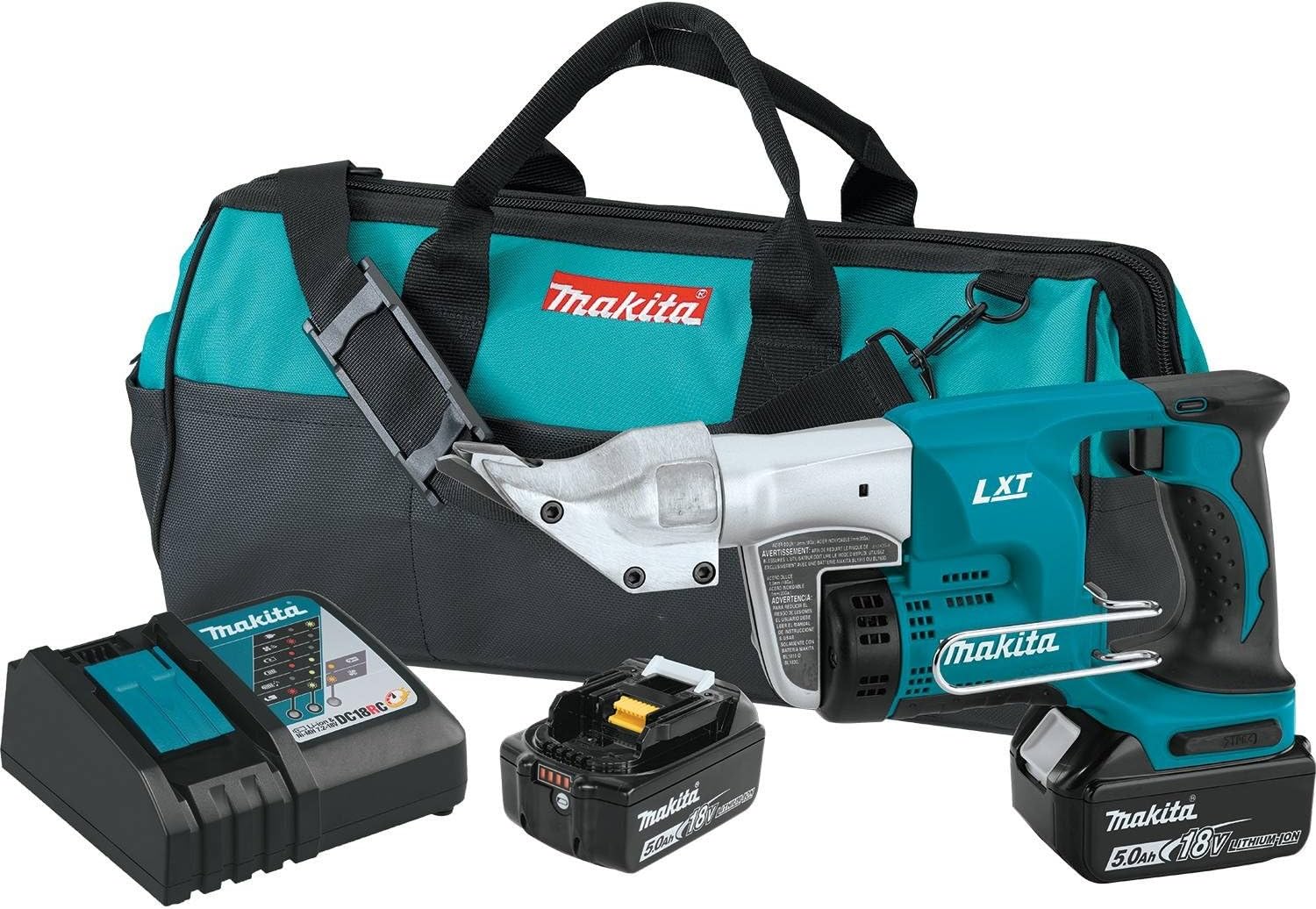 Makita XSJ01T 18V LXT Lithium-Ion Cordless 18 Gauge Straight Shear Kit (5.0Ah),