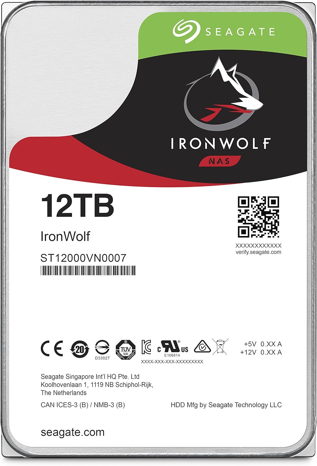 Seagate IronWolf ST12000VN0007 12 TB 3.5 Internal Hard Drive – SATA – 7200rpm – 256 MB Buffer