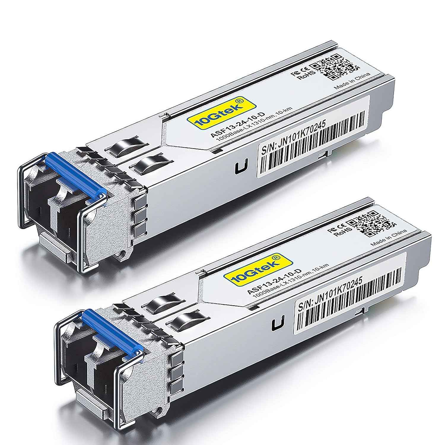 10Gtek 1000Base-LX Gigabit SFP LC SingleMode Transceiver Module for Cisco GLC-LH-SMD, Meraki MA-SFP-1GB-LX10, Ubiquiti UniFi, Fortinet, Mikrotik, TP-Link TL-SM311LS, 1310nm, DDM, 10km, Pack of 2