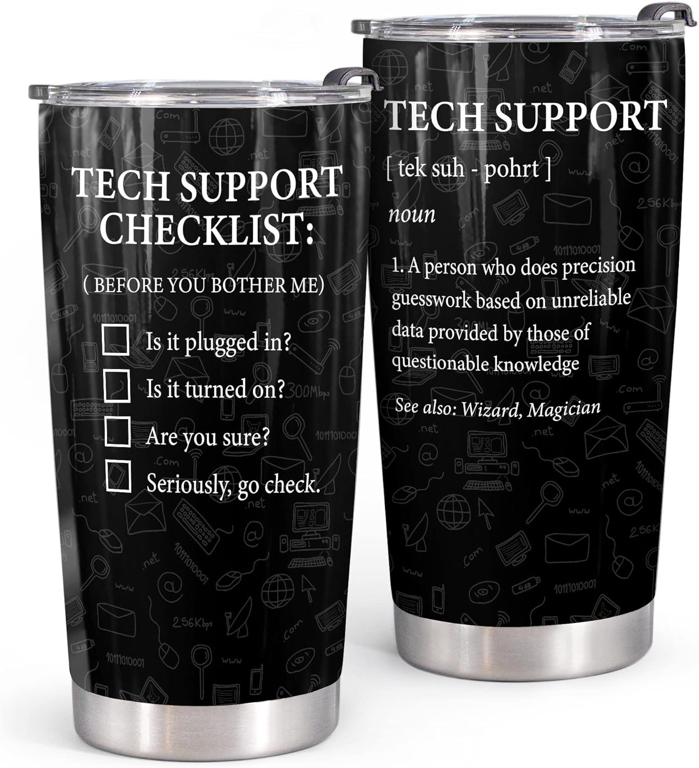 20oz Tech Support Tumbler With Lid Funny Tech Support Checklist IT Helpdesk Hotline Information Technology – Tech Support Gifts for Men Technical Support Computer Engineer Funny Coffee Mug