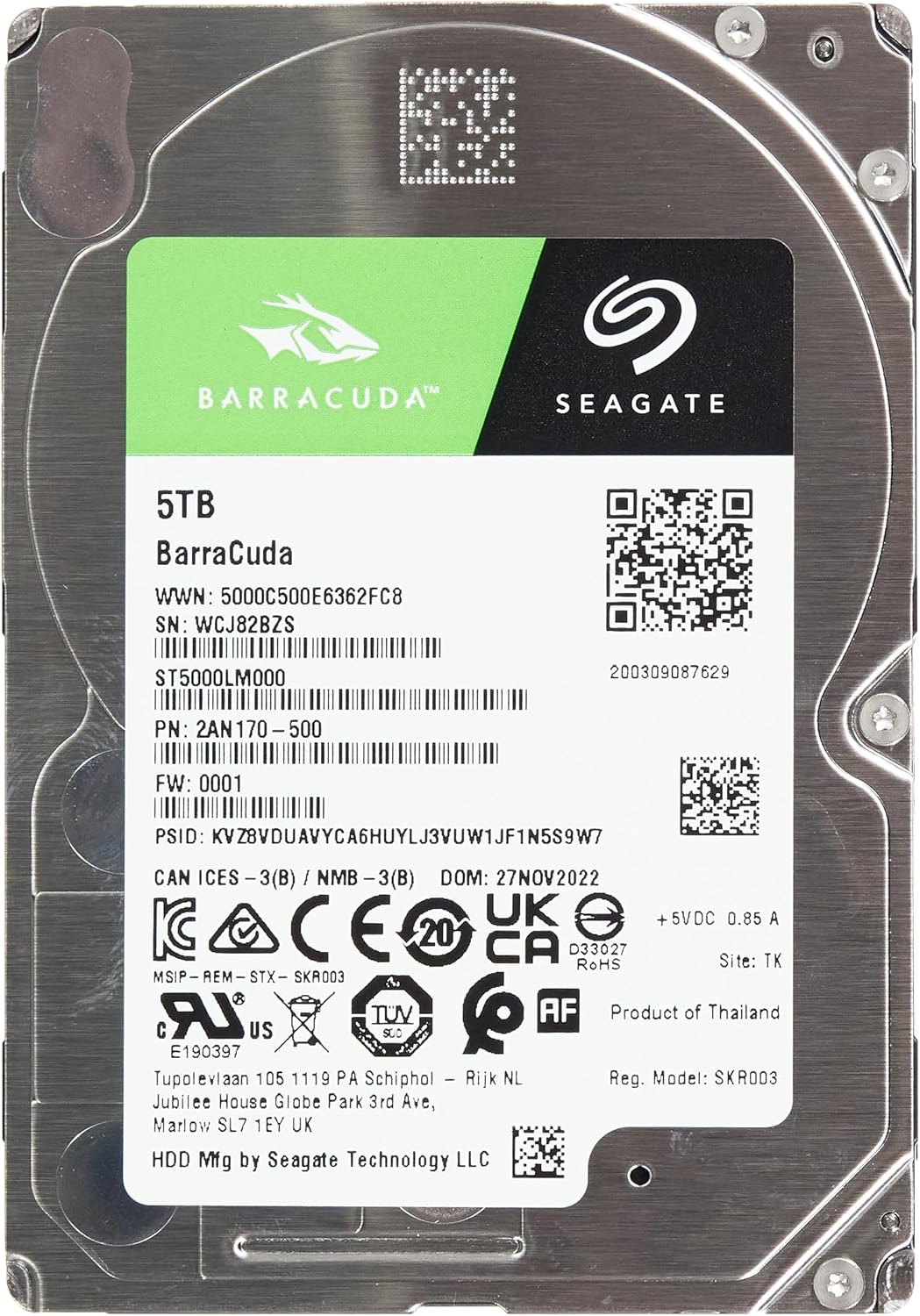 Seagate Barracuda 2.5in 5tb Sata 2.5in 5400rpm 6gb/s 128mb 15