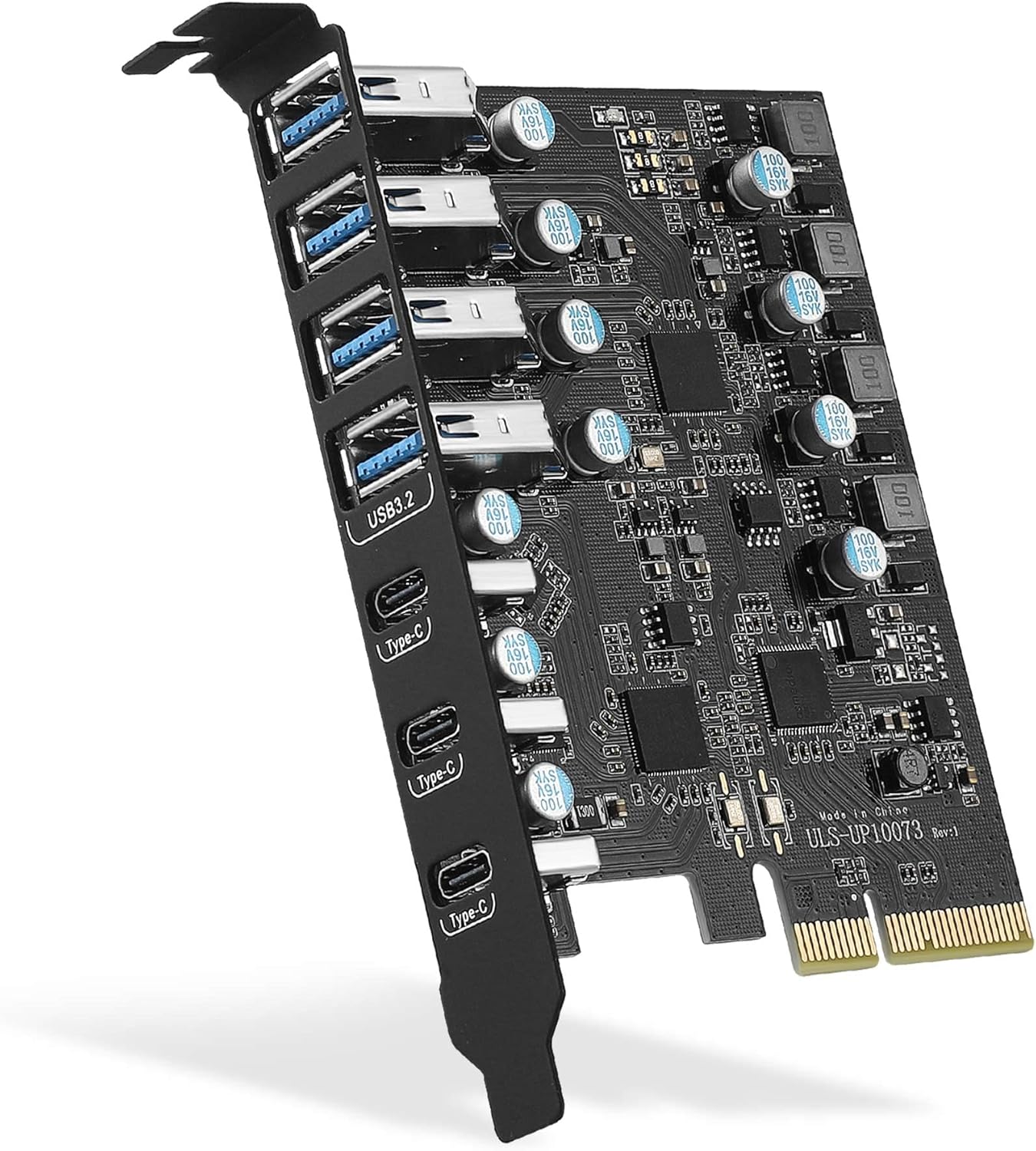 PCIe to USB 3.2 Gen 2 Card with 20 Gbps Bandwidth 7 USB Ports (4 USB Type-A and 3 USB Type-C Ports), PCI Express (PCIe) Expansion Card USB Card for Desktop PC