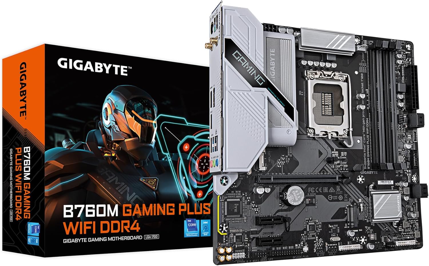 GIGABYTE B760M Gaming Plus WiFi DDR4 LGA 1700 Intel B760 M-ATX Motherboard with DDR4, 2* M.2, PCIe 4.0, Front USB 3.2 Gen 1 Type-C, WiFi 6 GbE LAN, Q-Flash Plus, PCIe EZ-Latch