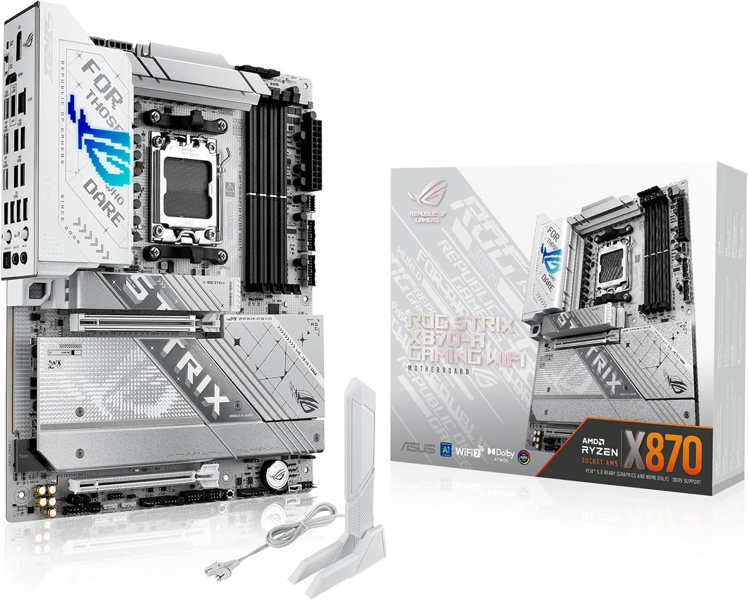 ASUS ROG Strix X870-A Gaming WiFi AMD AM5 X870 ATX Motherboard 16+2+2 Power Stages, Dynamic OC Switcher, Core Flex, DDR5 AEMP, WiFi 7, 4X M.2, PCIe® 5.0, Q-Release Slim, USB4®, AI OCing & Networking