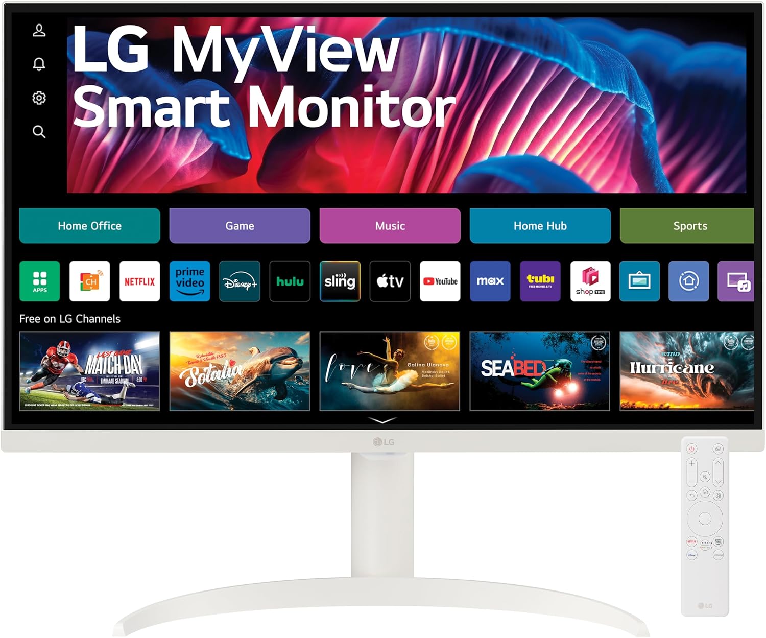 LG 27SR75U-W MyView 27 inch 4K UHD (3840×2160) IPS HDR10 USB Type-C 65W PD Smart Monitor webOS 23 AirPlay Screen Share Bluetooth ThinQ App Built-in Speaker HDMI White