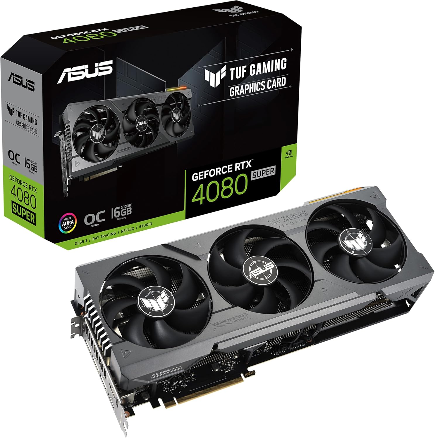 ASUS TUF Gaming NVIDIA GeForce RTX 4080 Super OC Edition Gaming Graphics Card (PCIe 4.0, 16GB GDDR6X, HDMI 2.1a, DisplayPort 1.4a)