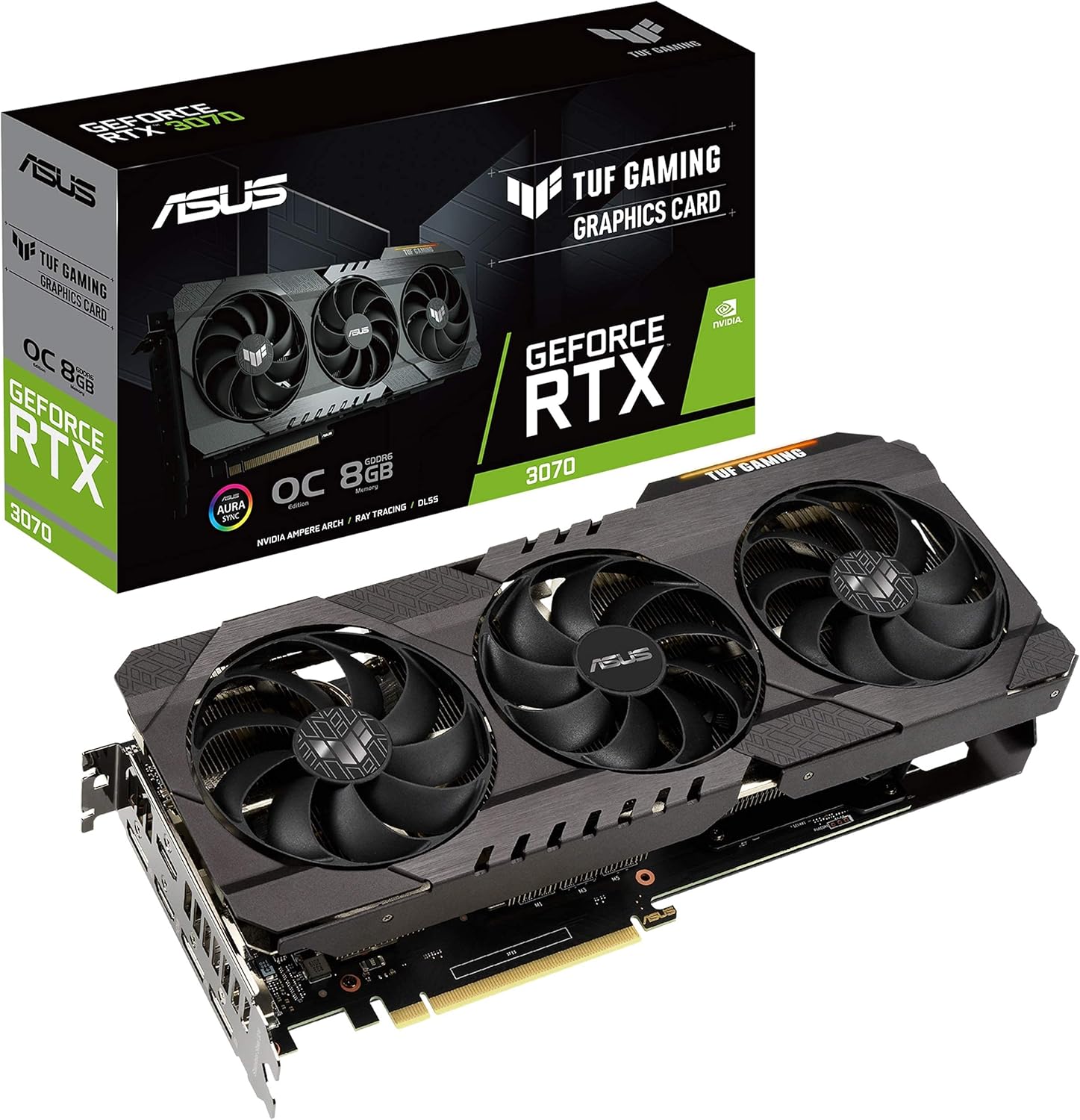 ASUS TUF Gaming NVIDIA GeForce RTX 3070 OC Edition Graphics Card- PCIe 4.0, 8GB GDDR6, HDMI 2.1 , DisplayPort 1.4a, Dual Ball Fan Bearings (Renewed)