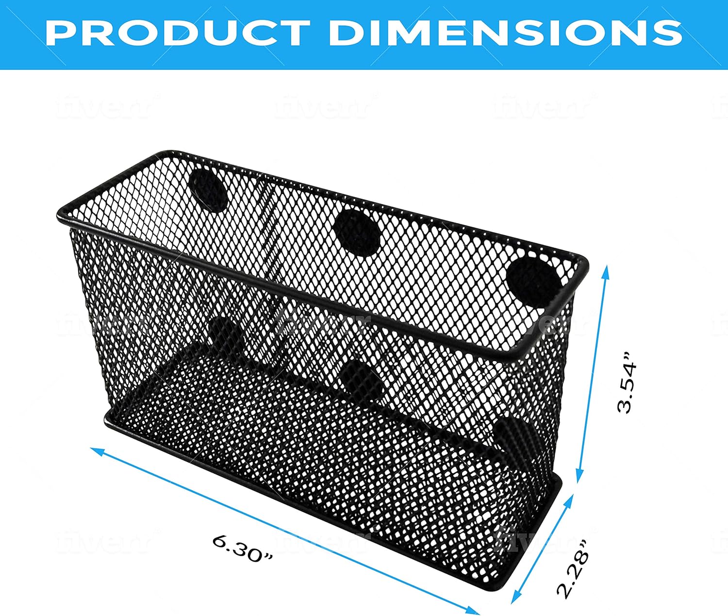 Magnetic Basket Set of 2 – Mesh Organizer and Holder on White Board for Dry Erase Markers or in Locker – Magnet Shelves for Refrigerator – Pen Holder or Desk Storage for Office (Black-2 pcs)