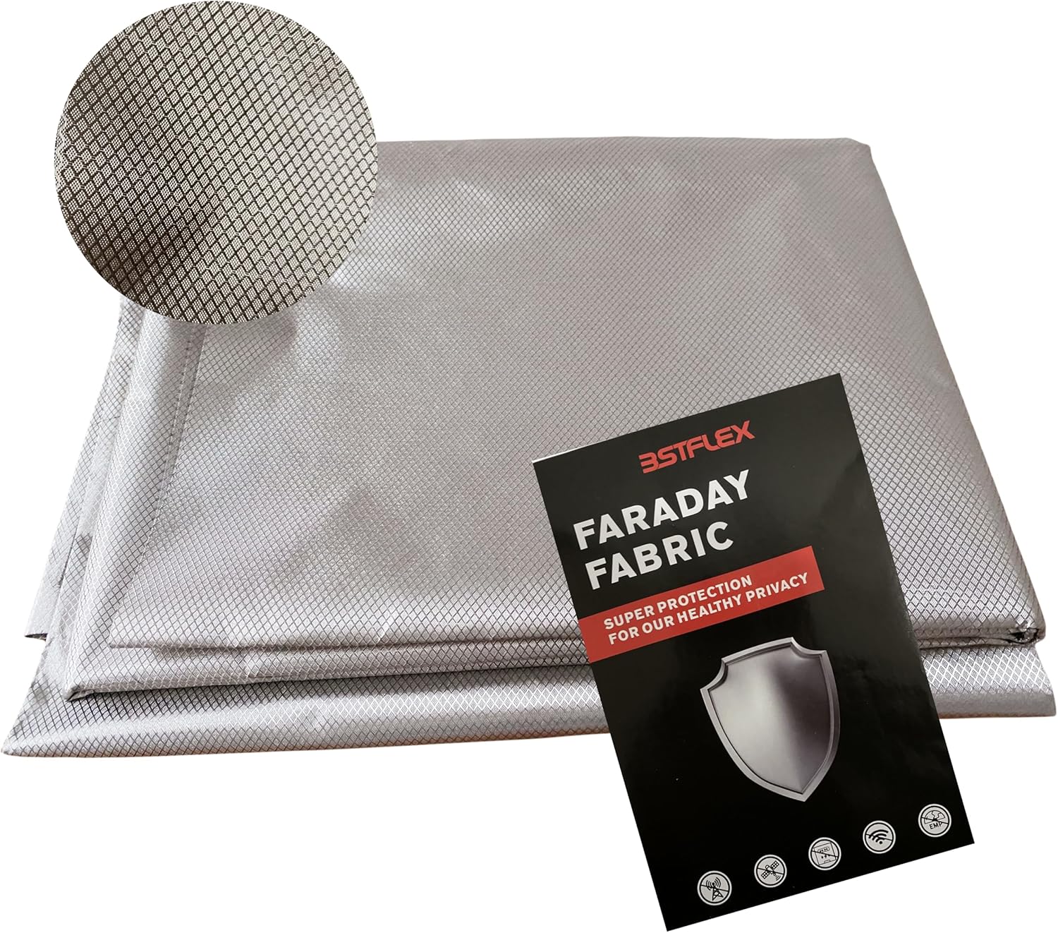 Faraday Cloth 43.3″x98″ Faraday Fabric,Nickel Copper Fabric Kit Premium Soft Blocking Material for DIY Faraday Cage,WiFi, GPS, Bluetooth