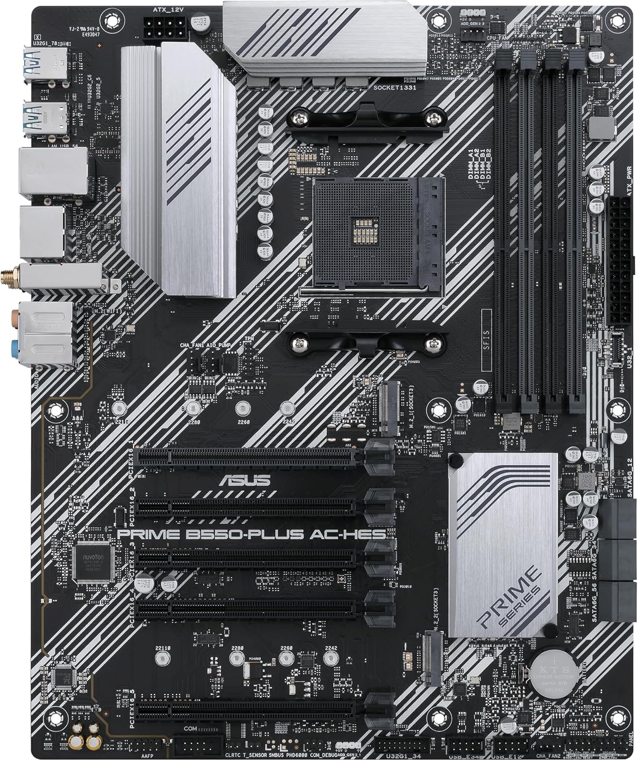 ASUS Prime B550-PLUS AC-HES AMD AM4 (3rd Gen Ryzen) ATX Motherboard (Dual M.2, PCIe4.0, WIFI5, 1Gb Ethernet, SATA 6 Gbps, USB 3.2 Gen 2 Type-C, Front USB 3.2 Gen 1 Type-C and CEC Tier II Ready)