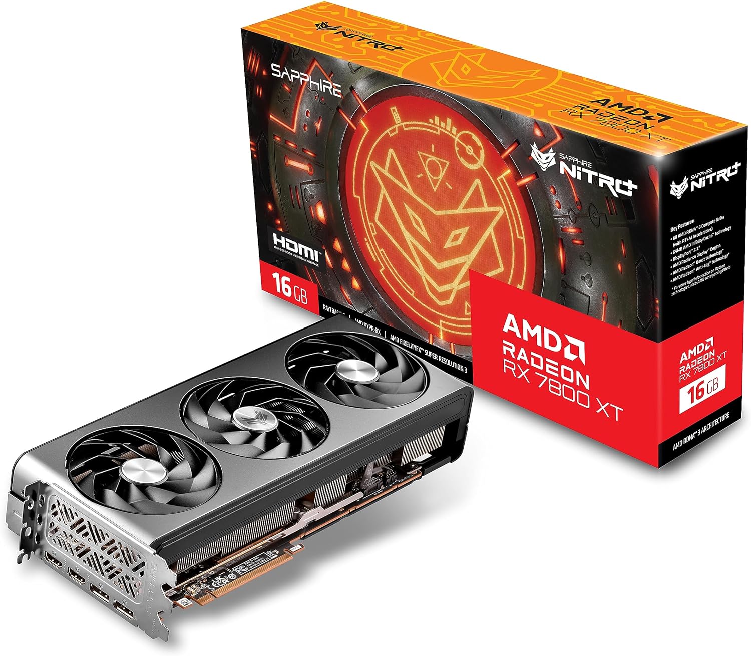 Sapphire 11330-01-20G Nitro+ AMD Radeon RX 7800 XT Gaming Graphics Card with 16GB GDDR6, AMD RDNA 3