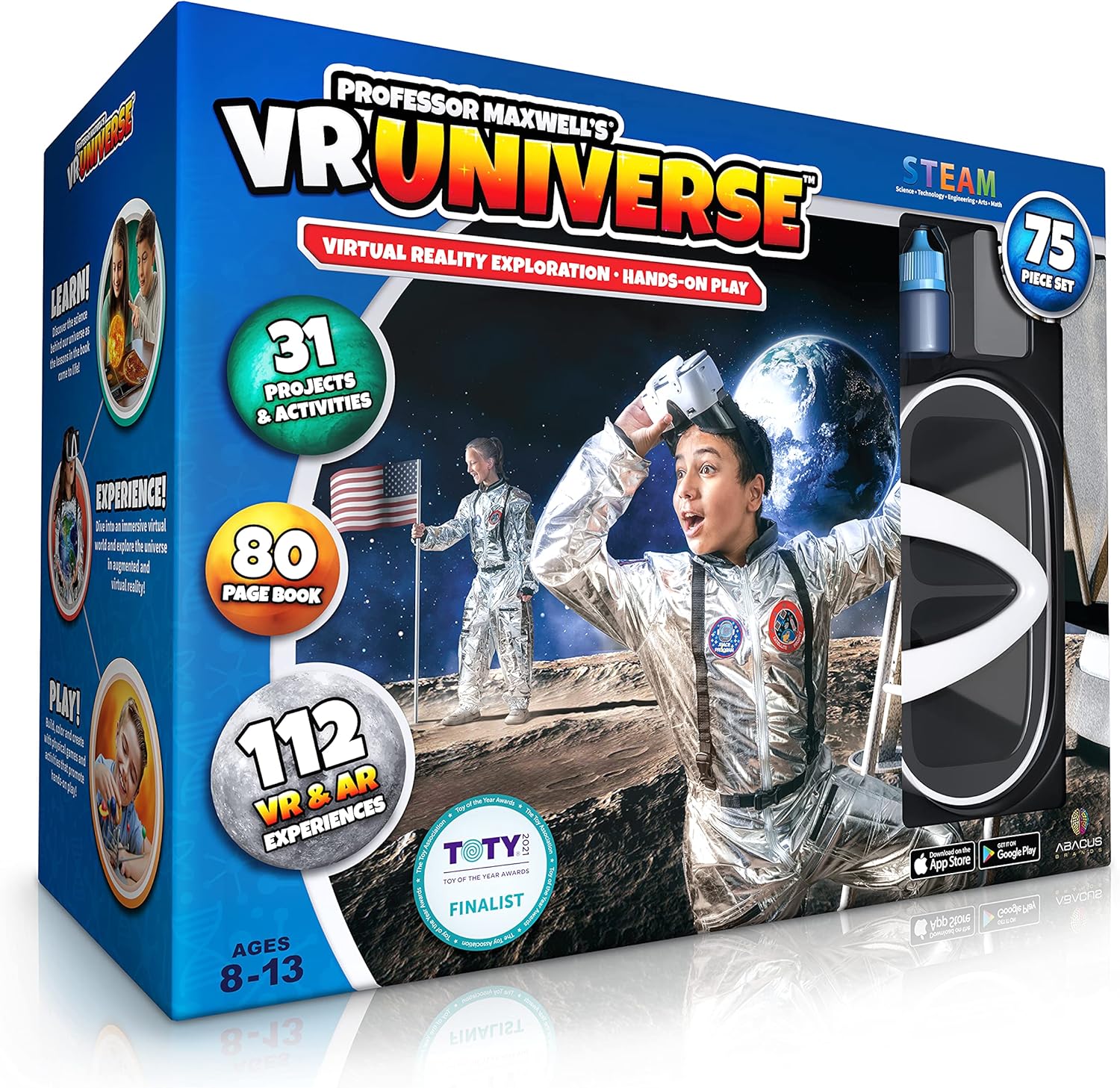 Professor Maxwell’s VR Universe – Virtual Reality Kids Space Science Book and Interactive STEM Learning Activity Set (Full Version – Includes Goggles) – for Ages 8 and Up