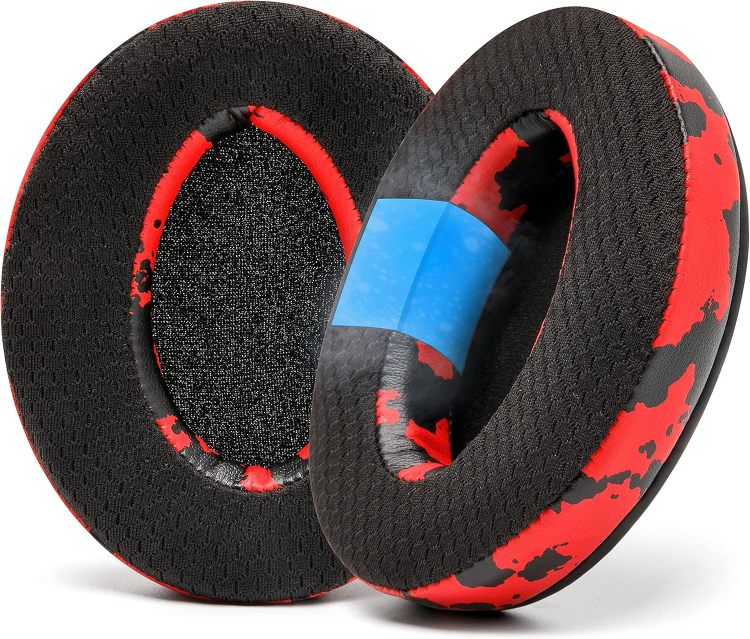 WC Freeze Hybrid Fabric Cooling Gel Replacement Earpads – Compatible with HyperX Cloud, Steelseries Arctis, ATH M50X, Turtle Beach Stealth & More – Comfortable & Cooler for Longer | (Red Camo)