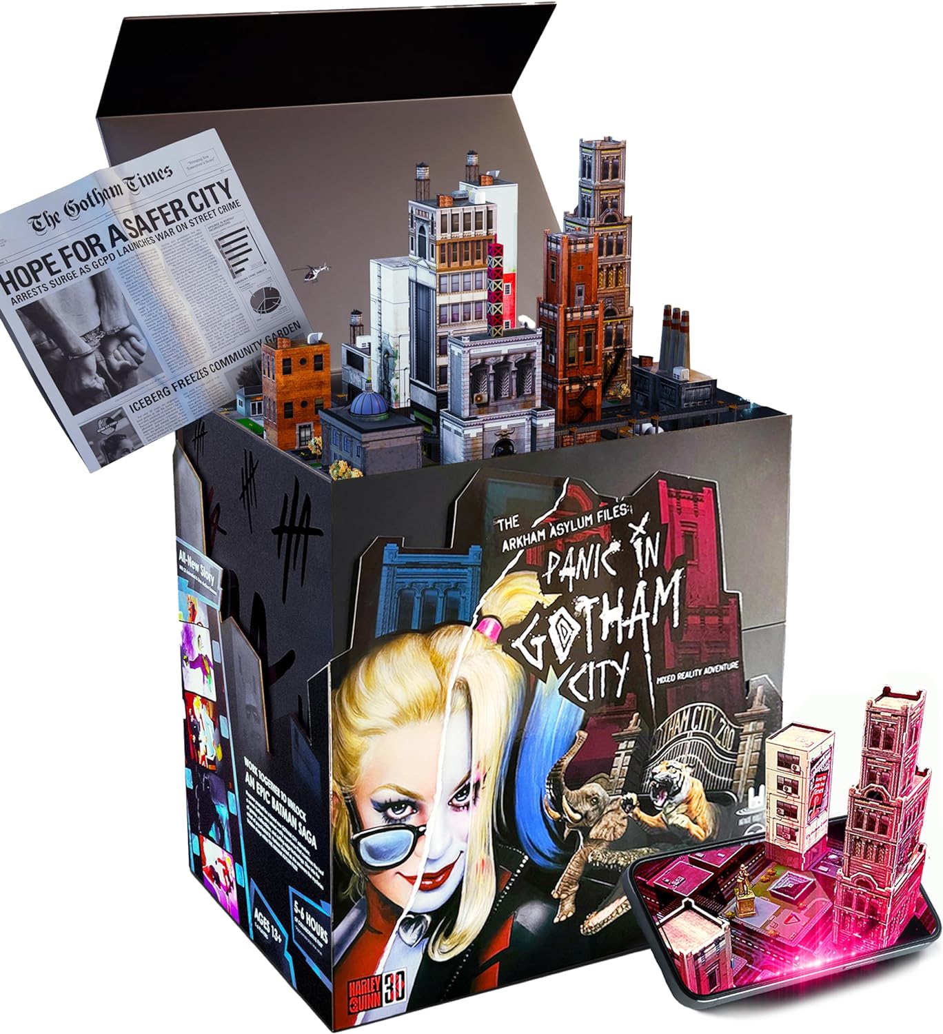 Arkham Asylum Files: Panic in Gotham City Augmented Reality Board Game – Escape Room-esque Batman Mystery with Harley Quinn and The Joker, Family Night – iOS 15+ | Android 13