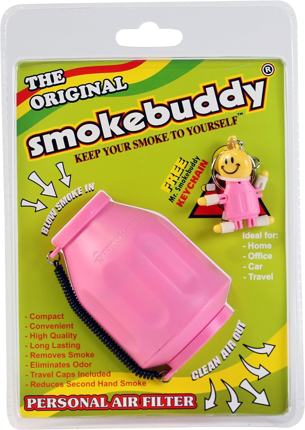 Smoke Buddy Personal Air Purifier Cleaner Filter Removes Odor – Pink