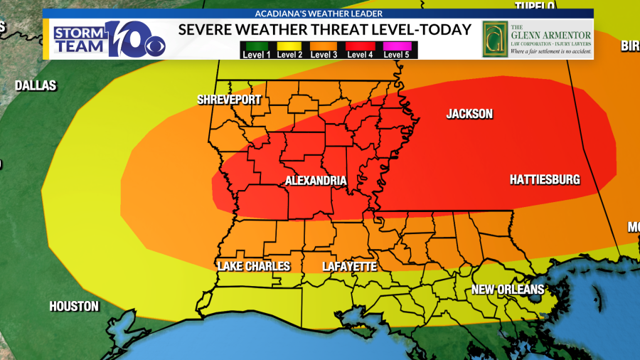 Rare level four risk of severe storms across the state today