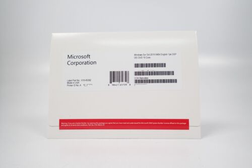 Microsoft Windows Server 2019 Standard 16-Core DVD Media + Product Key Kit