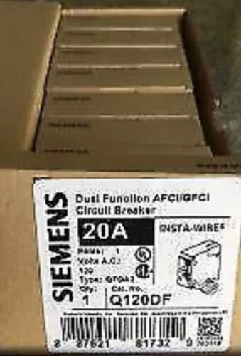 LOT OF 10 SIEMENS Q120DF 20A DUAL FUNCTION AFCI/GFCI (WITH PIGTAIL WIRE) NEW