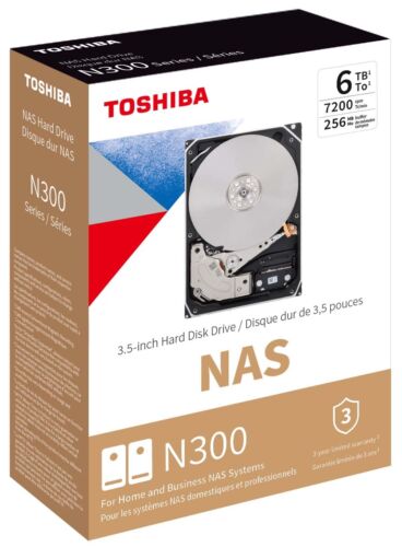 Toshiba N300 NAS 3.5″ 6TB 7200 RPM SATA III HDD (HDWG460UZSVA)