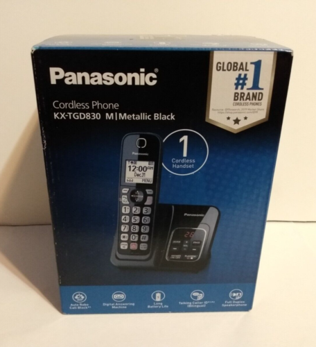 Panasonic KX-TGD830 Metallic Black Cordless Phone New Open Box Telephone