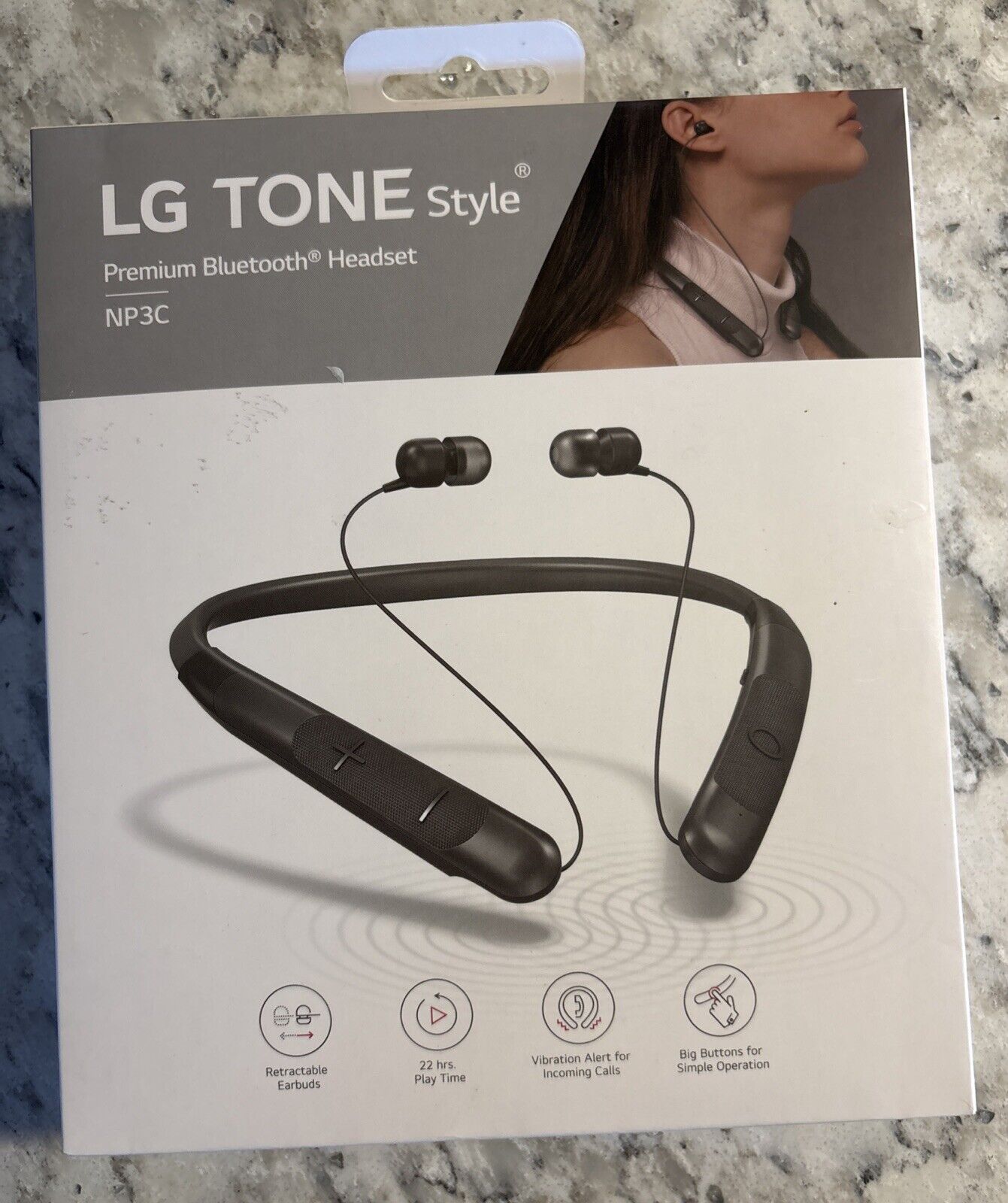 LG TONE Style Premium Bluetooth Headset  Retractable Earbuds NP3C AUSA NEWSEALED