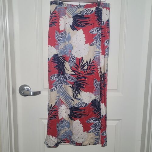 Capacity Patriotic Tropical Flower Floral Maxi Wrap Skirt Vintage 90’s Retro