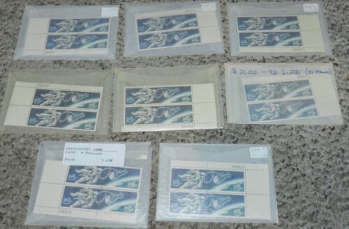 Unused Stamp lot of 8 Scott #1331 Accomplishments in Space – 5 cent Plate Blocks