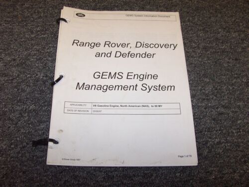 1997 1998 Land Rover Range Rover GEMS Engine Management Service Repair Manual