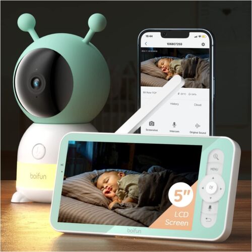 BOIFUN 2K 5″ WiFi PTZ Baby Monitor ,Baby Camera with Night Vision, 2-Way Talk