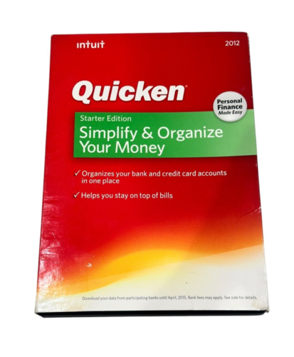 Intuit Quicken Starter Edition 2012 Windows XP/ SP2 & Up/Vista/ 7