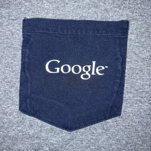 Vtg Authentic GOOGLE Employee Issued Pocket Tee Shirt Adult Medium Gray Alphabet